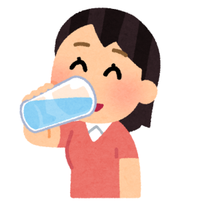 ジャパネットファン 水を飲む女性のイラスト