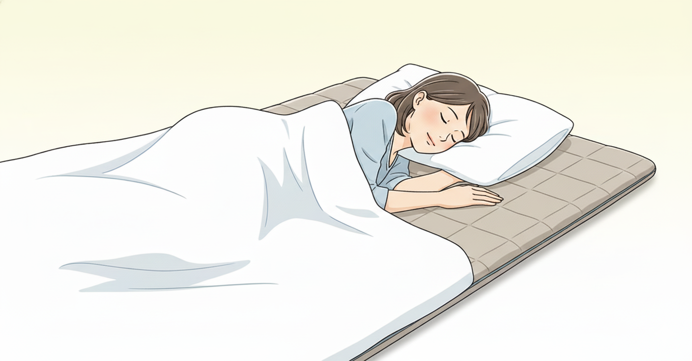 「エアウィーヴ 敷布団肩やわ 1-307011-1」で快適に眠る女性