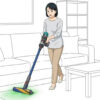 ダイソン コードレスクリーナー Micro Plus HEPA 〈SV33 HEPA LED〉でリビングを掃除する女性